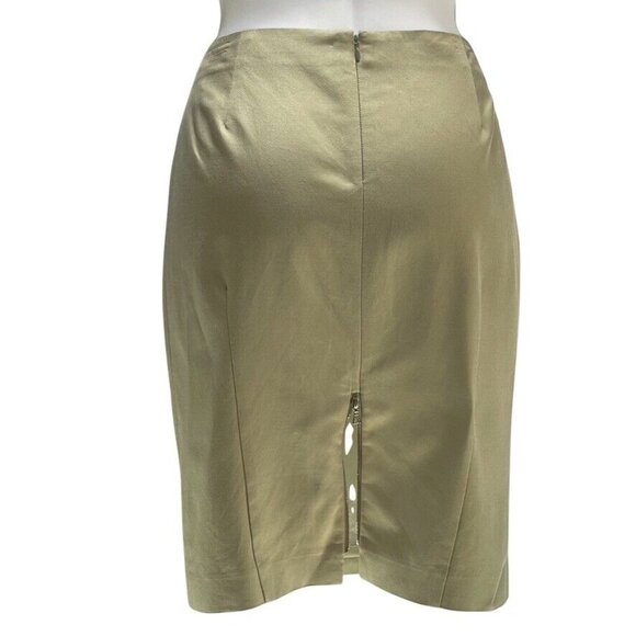 Gold Satin Midi Skirt With Back Zipper & Slit by Lida Baday - Picture 10 of 13